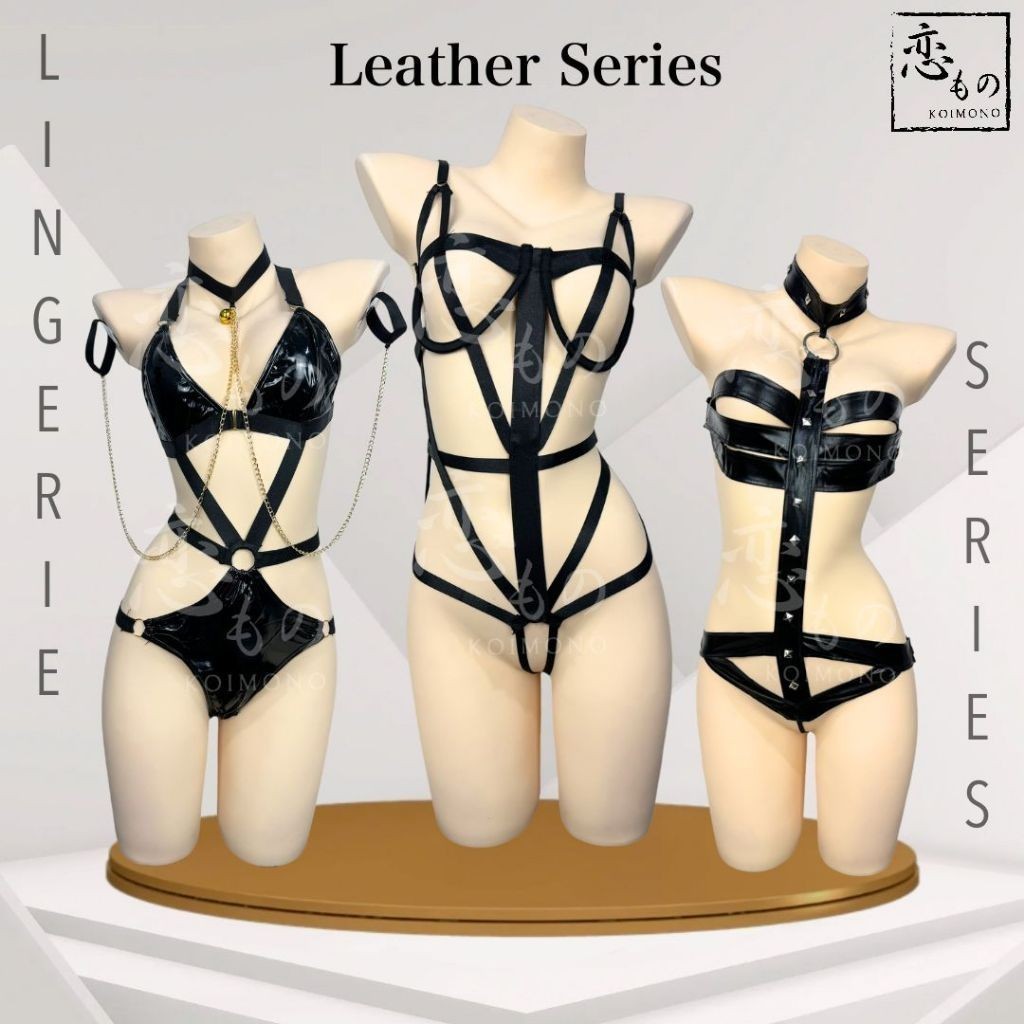 KOIMONO Lingerie Sexy Latex Leather Kulit Bodysuit Gaun Seifuku Baju Tidur Wanita Seksi