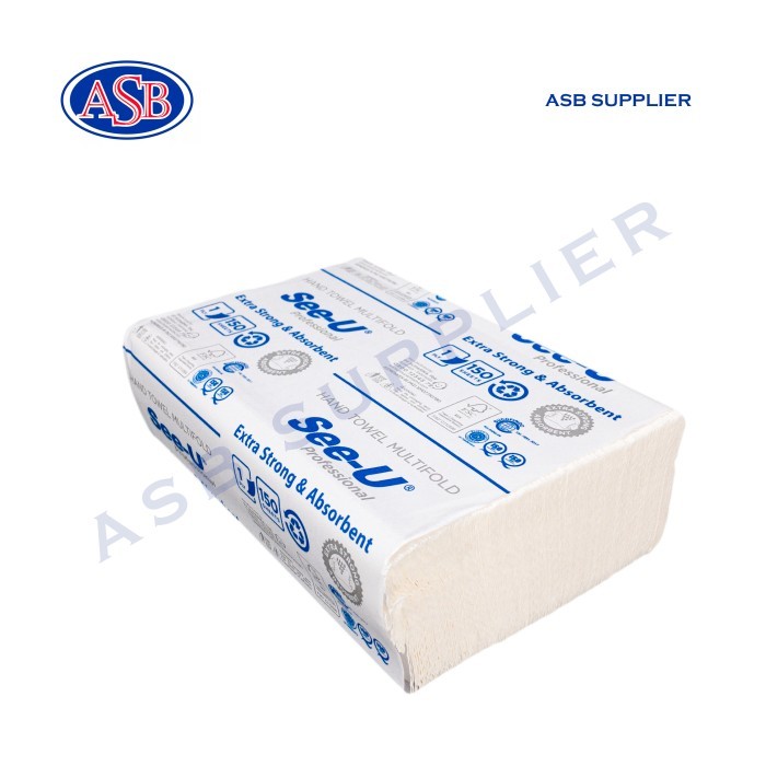 TISSUE HAND TOWEL MULTIFOLD SLEEVE PACK MERK SEE U (150 SHEETS)