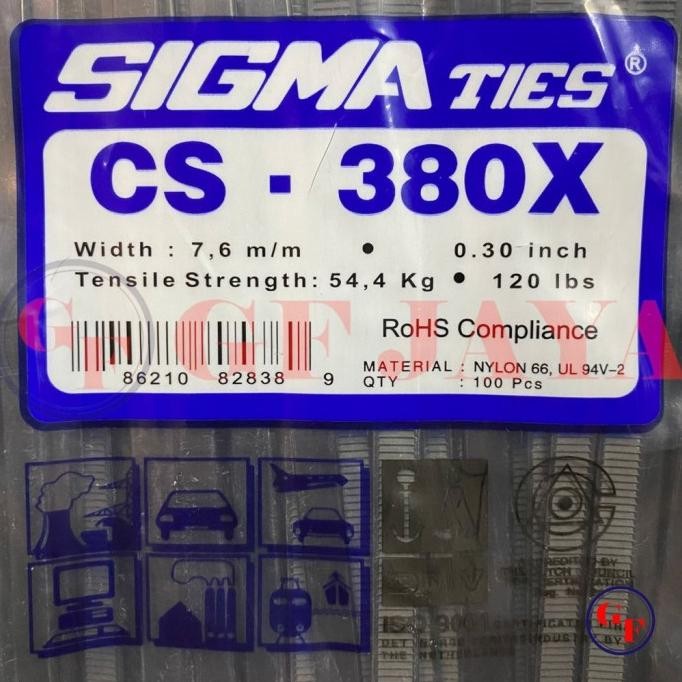 

Kabel Ties / Tis Sigma Cs 380 X / 38Cm / 38 Cm Hitam / Putih Cs380X