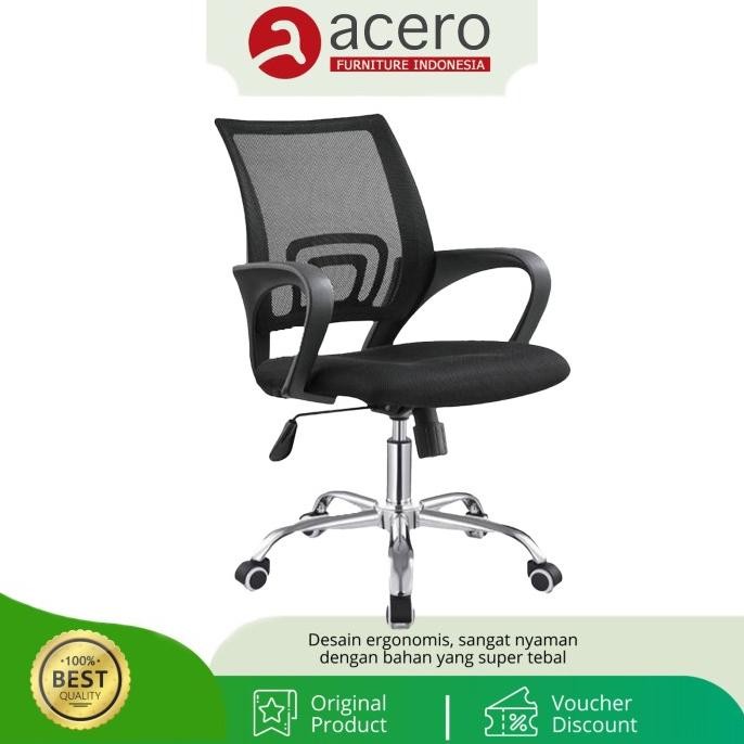 Kursi Jaring / Kursi Kantor / Kursi Kerja Kaki Chrome Hidrolik + Ayun