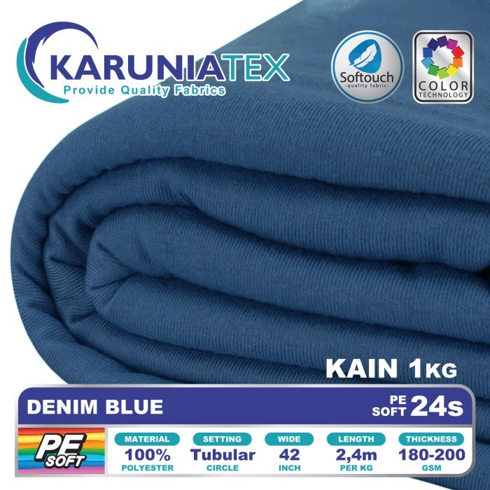 

Kain Kaos PE Soft 24s Kiloan Denim Blue Karunia Textile