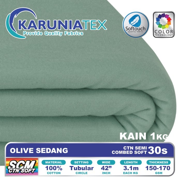 

Kain Kaos Cotton Semi Combed 30s Olive Sedang Karunia Textile