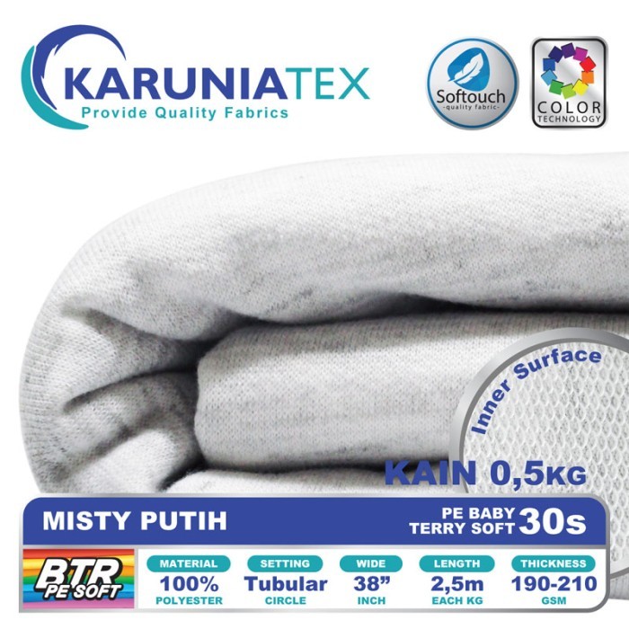 

Bahan Baby Terry PE Soft 30s 0,5Kg Misty Putih Karunia Textile