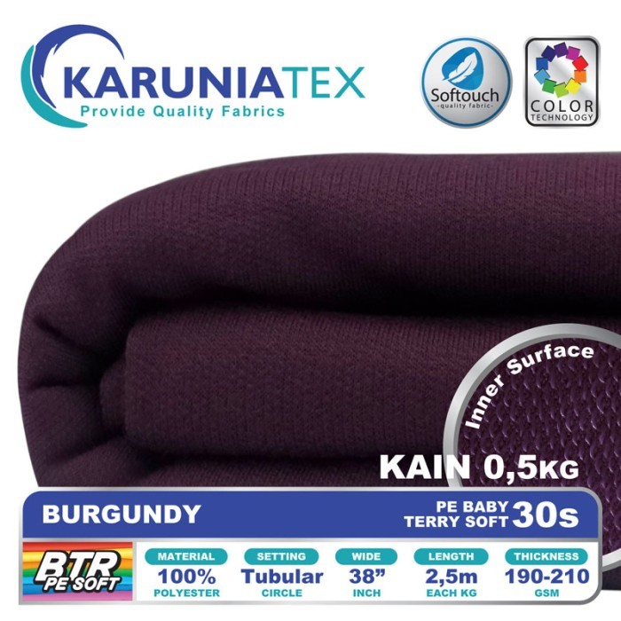 

Bahan Baby Terry PE Soft 30s 0,5Kg Burgundy Karunia Textile