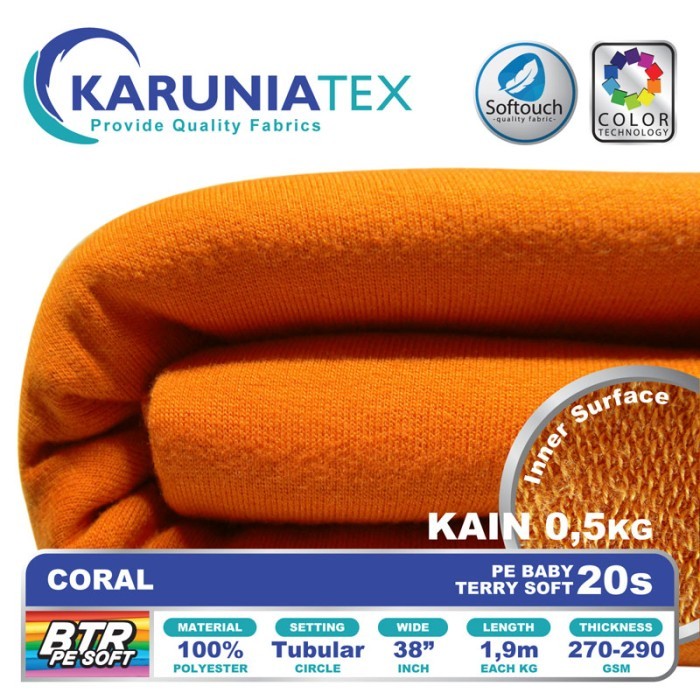 

Bahan Baby Terry PE Soft 20s 0,5Kg Coral Karunia Textile