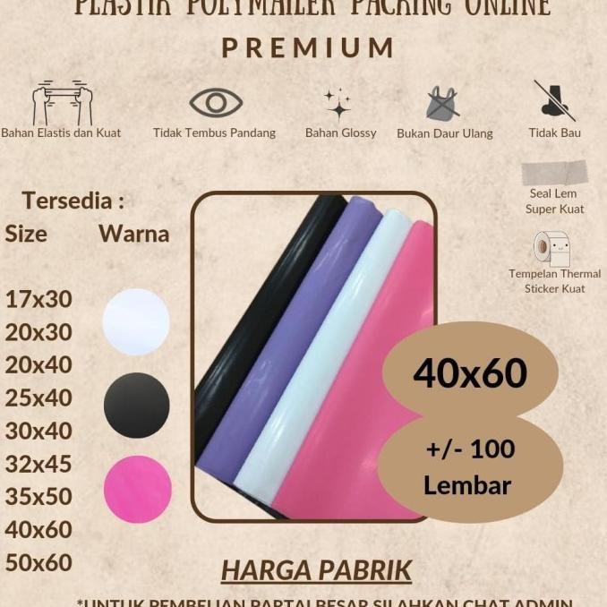 

Promo Polymailer Putih 40x60 Amplop Plastik Packing Olshop Hitam 100 lbr COD
