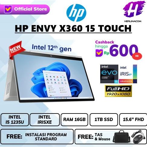 Laptop Hp Envy X360 15 Touch I5 1235U 16Gb 1Tb Ssd Win 11 15.6 Full Hd