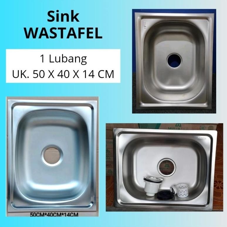 Bak Cuci Piring / BCP | Wastafel Sink Stainless steel 1 Lubang kedalaman 14 cm |  Bak Cuci Piring St