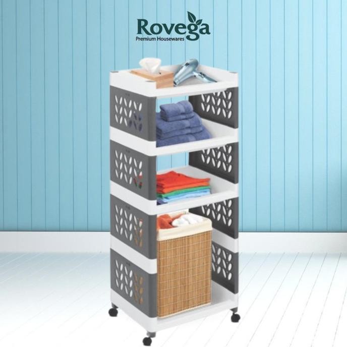 Rovega Supra Rak Susun 4 Tingkat Dengan Roda Premium 4 Tier Rack