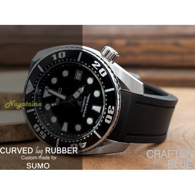 Crafter Blue Rubber Strap Hitam Black Untuk Jam Seiko Sumo Curve End