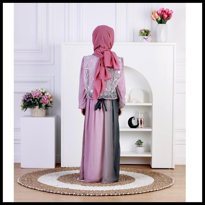 Terlaris Dungdungkids Gamis Anak Moreen Ceruty Babydoll Plisket Rompi Tile Bordir Free Pashmina3-12T