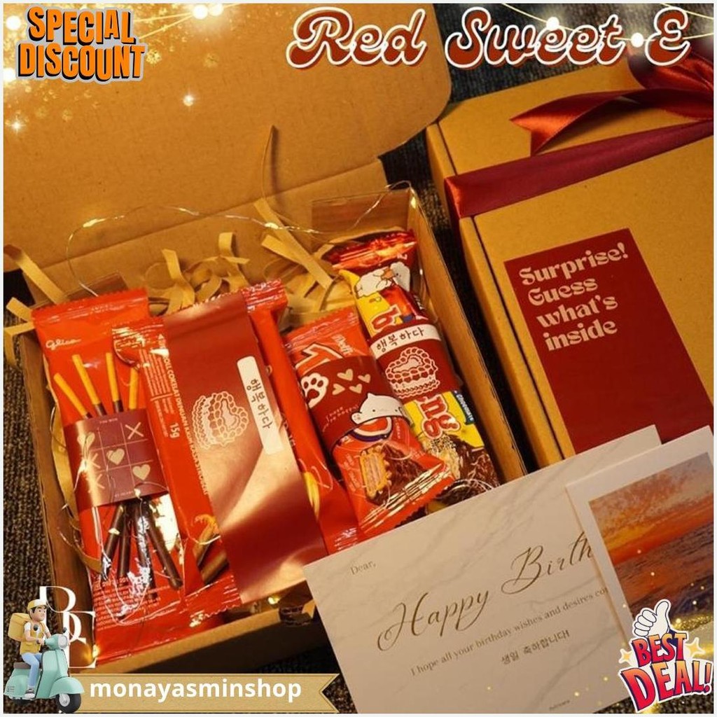 

Hampers Snack Box Set Kado Jajan Gift Box Makanan Minuman Makanan Ringan Ulang Tahun Valentine Wisuda Anniversary Sempro Hari Guru Bestie Crush Pacar Red Sweet Series Food Gratis Ongkir