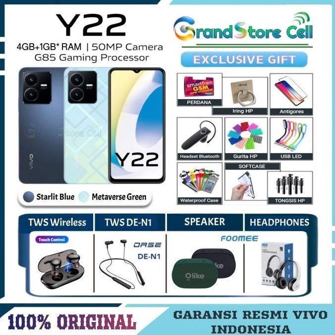 Vivo Y22 Ram 4/64 | Y 22 Ram 6/128 |Y22S Y22 S Ram 8/128 Garansi Resmi