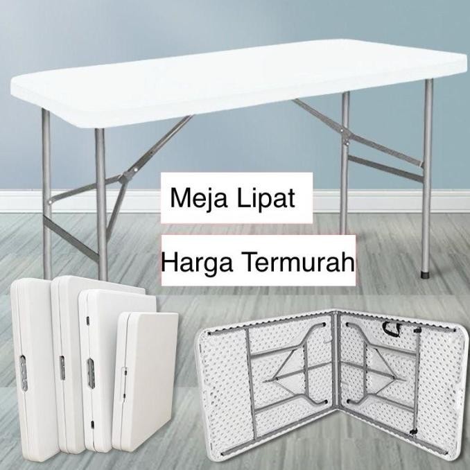 Sa Meja Lipat Koper Hpl Aluminium-Meja Lipat Portable - Kaki Bulat