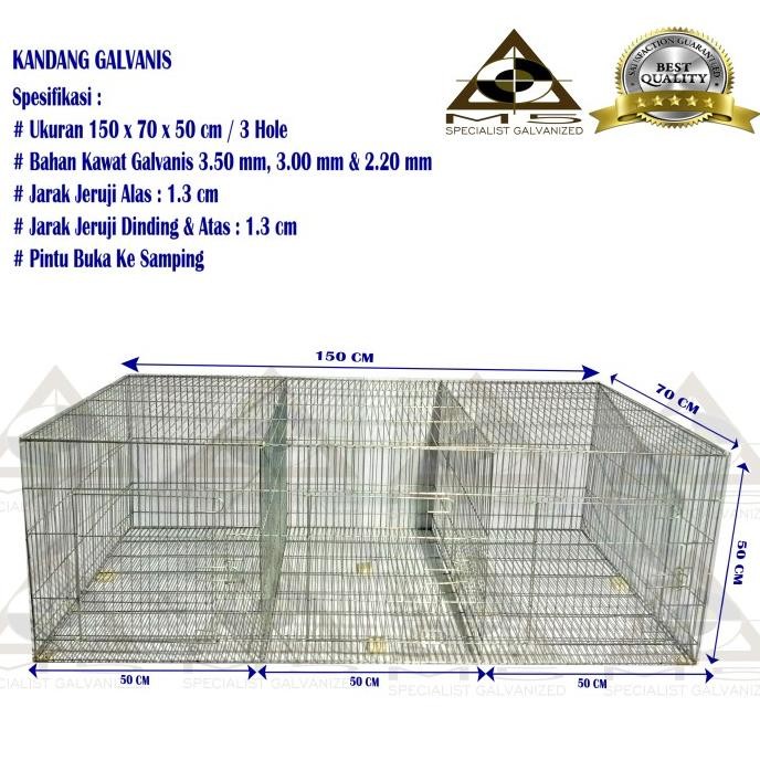Kandang Kelinci Galvanis - Breeding ( 150.70.50/3Hole )