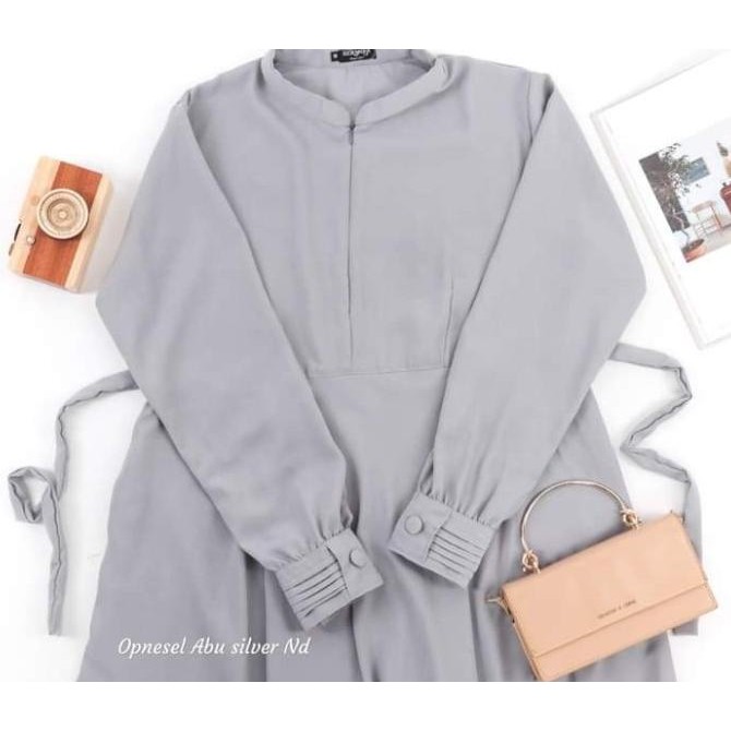 gamis silver polos-gamis polos abu muda premium-gamis wanita polos