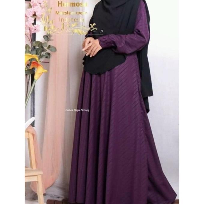 Gamis embos motif parang ungu-gamis ungu premium-gamis syari ungu tua