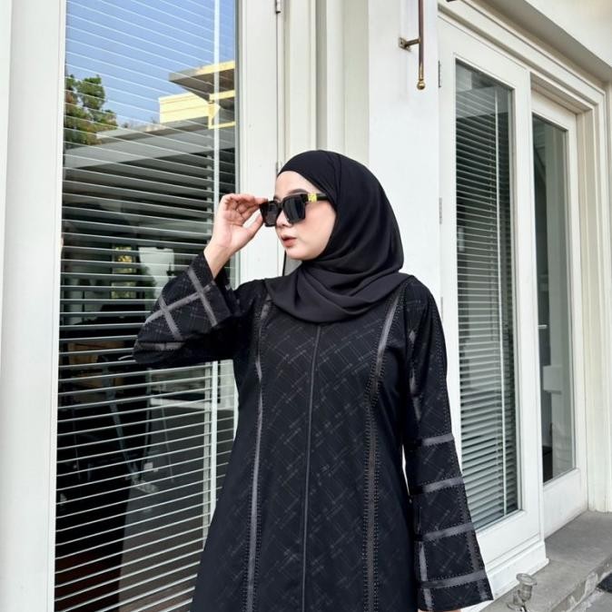 Abaya Wanda Jetblack Embos Alkhatib Collection S M L Xl Xxl  Muslim Wanita Gamis Turki Dress Hitam D