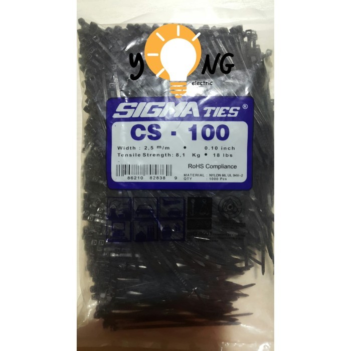 TERBARU Kabel Ties / Kabel Tis / SIGMA / CS100 / CS-100 / 100x2.5 HITAM
