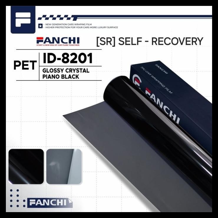 

terbaru !!! roll sticker fanchi id-8201 sr glossy crystal piano black sr self recovery pet 50cm roll ready