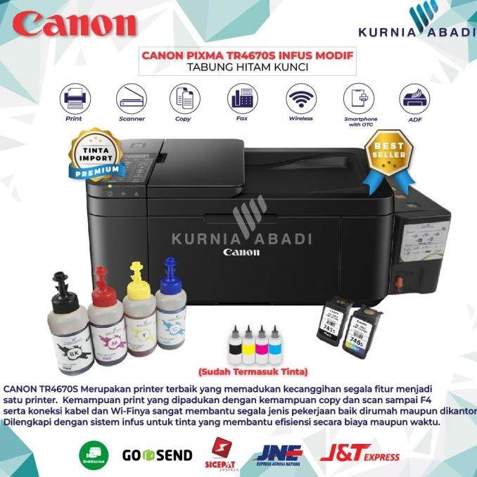 Printer Canon Pixma Tr4570S Infus Tabung Print Scan Copy Wifi Fax Adf