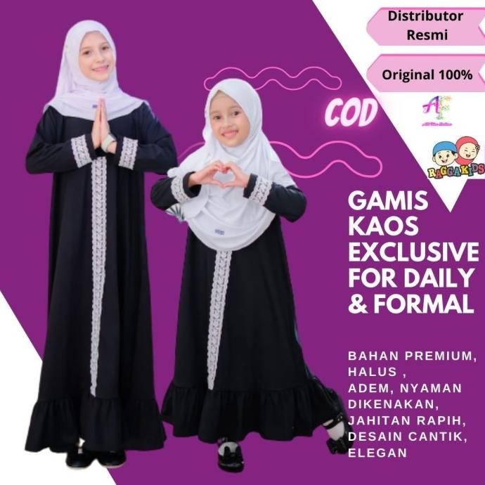 Gamis Anak Muslim Perempuan Hitam 10 Tahun 8 6 Tahun 5 12 Tahun Rg63 Olinstore