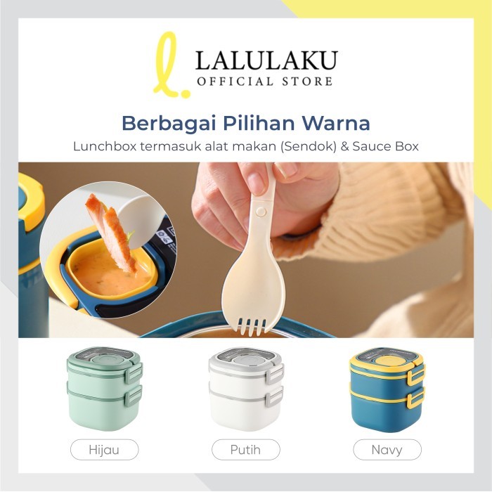 Tempat Makan 2 Susun Tingkat Sendok Set Bento Rantang Susun BPA Free
