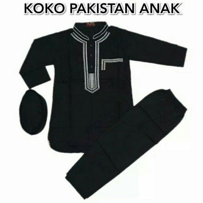 BAJU KOKO ANAK MODEL PAKISTAN BORDIR HITAM