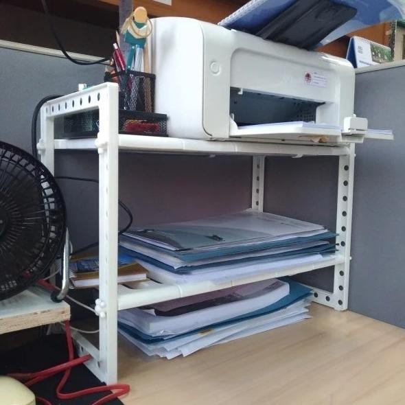 Meja Printer Rak Besi Buku Laci Kantor Minimalis Tempat Box File Kokoh