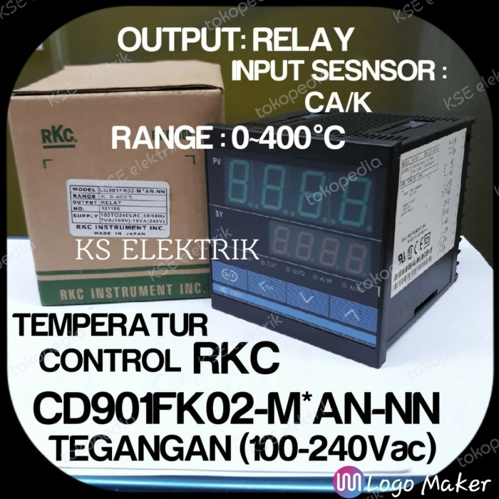 PROMO TEMPERATURE CONTROL RKC CD901-FK02-M*AN-NN (INPUT K/CA) 0-400C MURAH