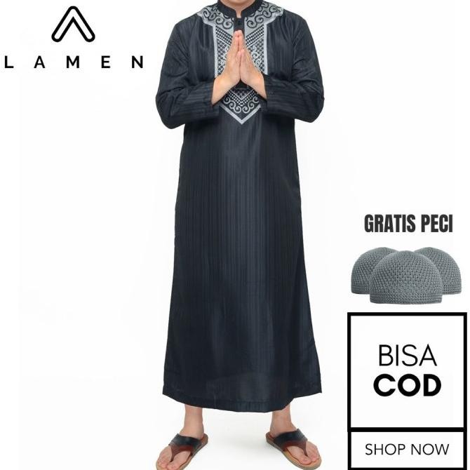 GAMIS PRIA MUSLIM DEWASA PAKISTAN HARAMAIN PUTIH JUMBO ARAB L14