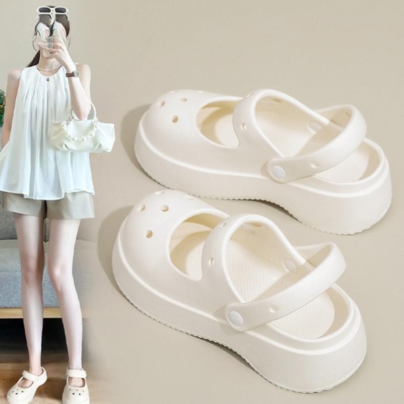 Promo Ramadhan Komin-Sandal Baim Wanita Sendal Mary Jane Terbaru Sendal Wedges Slip On Import Sendal