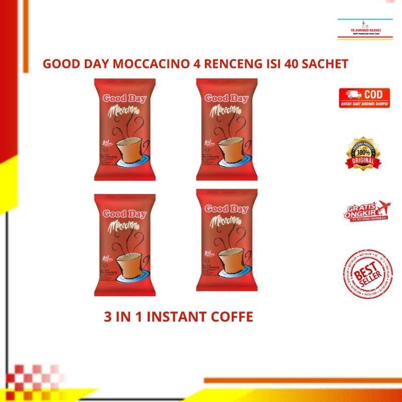 

[PAKET HEMAT ISI 4] Kopi Goodday Moccacino Merah 4 Renceng Isi 40 Sachet PROMO MURAH/ Goodday Moccacino 4 Renceng Isi 40 Sachet PROMO MURAH