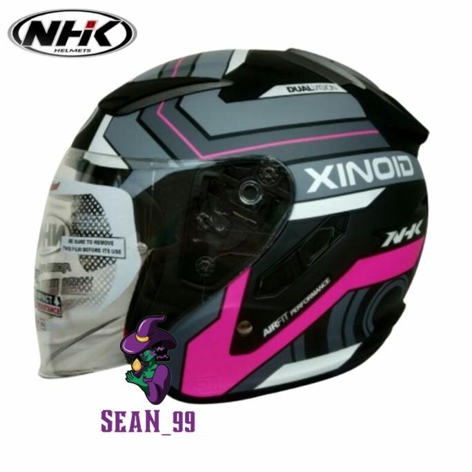 Helm Nhk R1 Xinoid Black Doff Pink Double Visor Original