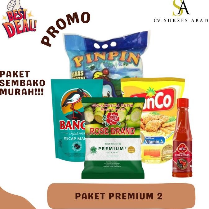 

Paket Sembako Premium 2 Beras Minyak Goreng Gula Pasir Kecap Manis Sambal Botol Plastik Sukses Abadi