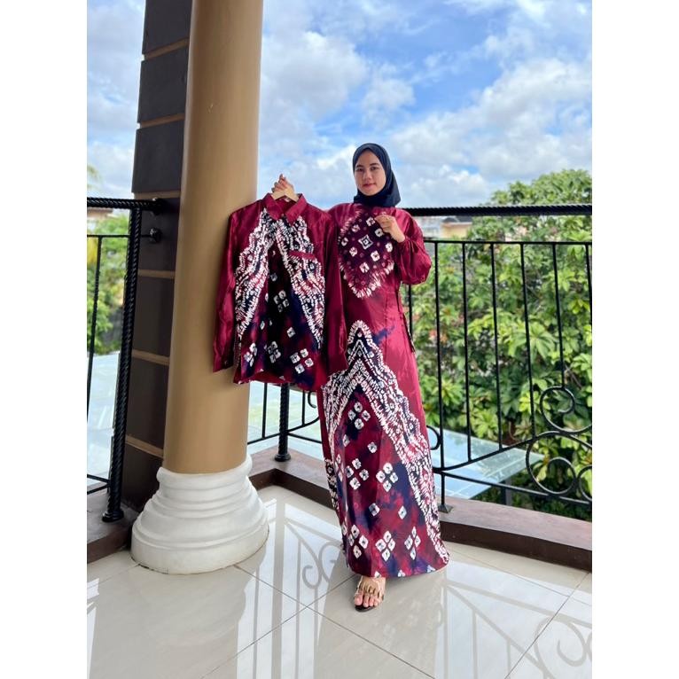 Voucher Lebaran Couple Gamis Jumputan Palembang Sutra Silk Printing Asli