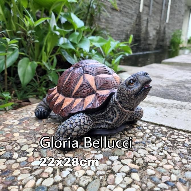 Patung Pajangan Kura2 Sulcata Miniatur Kura Kura Hiasan Kolam Kebun