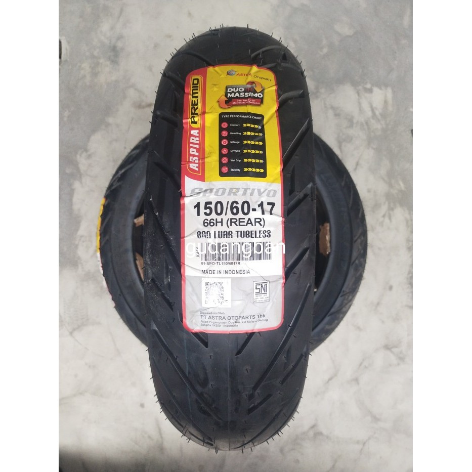 Ban luar aspira premio sportivo uk 150 - 60 17 Rear untuk moge
