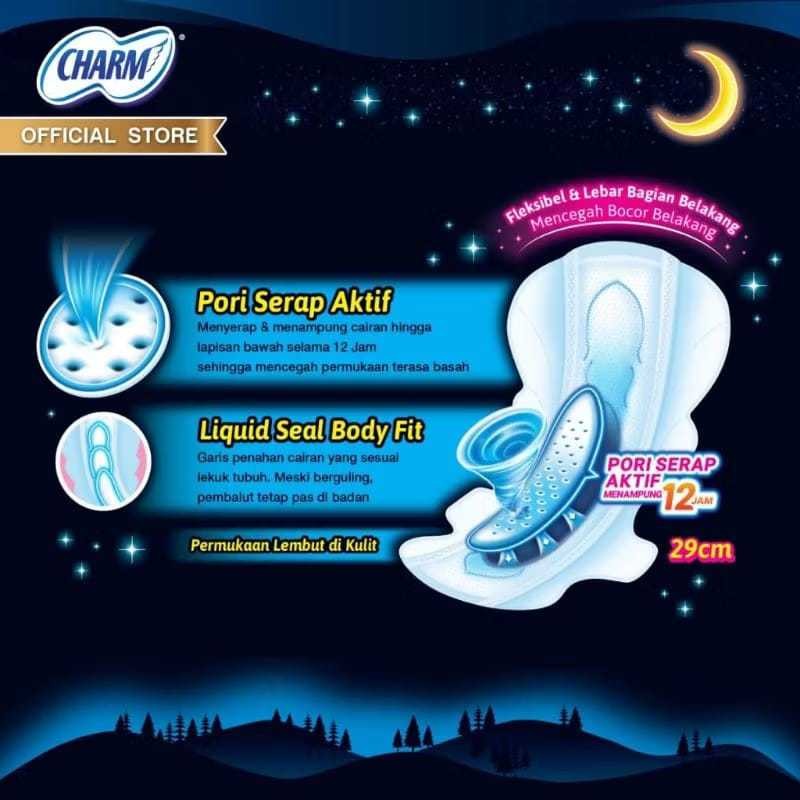 

Promo Charm Night 29Cm / 1 Renceng Isi 10 Sachet (1 Sachet 2Pads) Klf5
