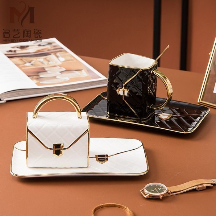 CANGKIR KOPI SET MODEL TAS COFFEE CUP DENGAN TRAY - COFFEE CUP SET