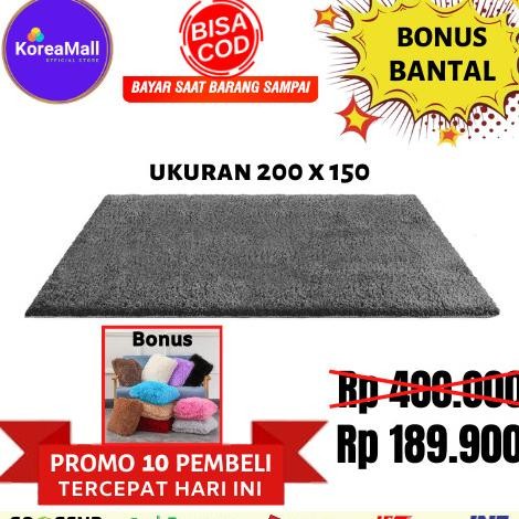 Karpet Bulu Korea Import 200X150 + Bantal Rasfur Kasur Surpet Termurah