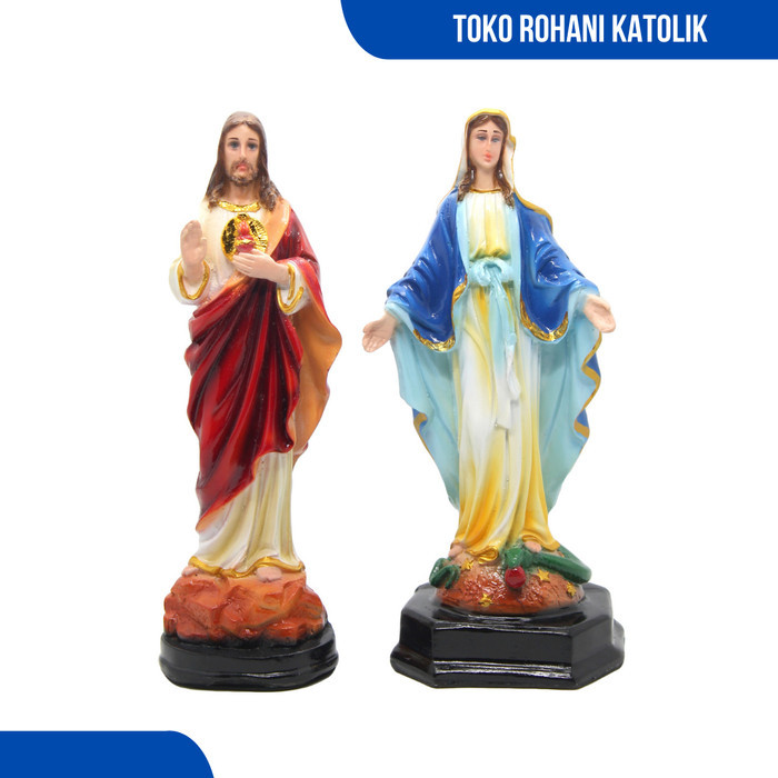 Set Patung Maria Dan Yesus 25 Cm / Set Patung Bunda Maria Dan Yesus
