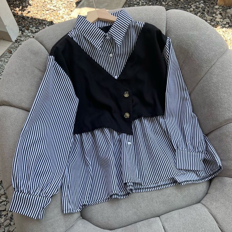 Kmja Terbaru 2025 Blouse Wanita Atasn Kuliah Blouse Size S M L Xl 2Xl Blues Kuliah Baju Casual Remaj