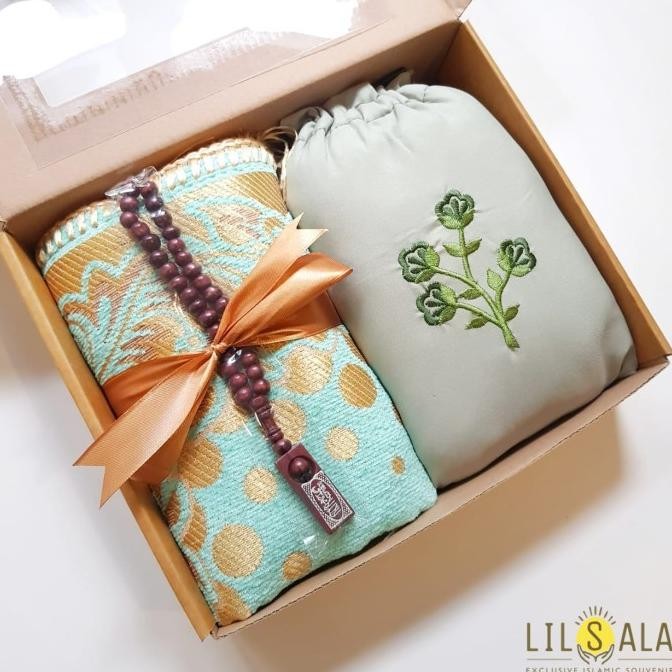 [Barmu] Paket Mukena Dan Sajadah Turki Packing Box Kado Guru Hadiah