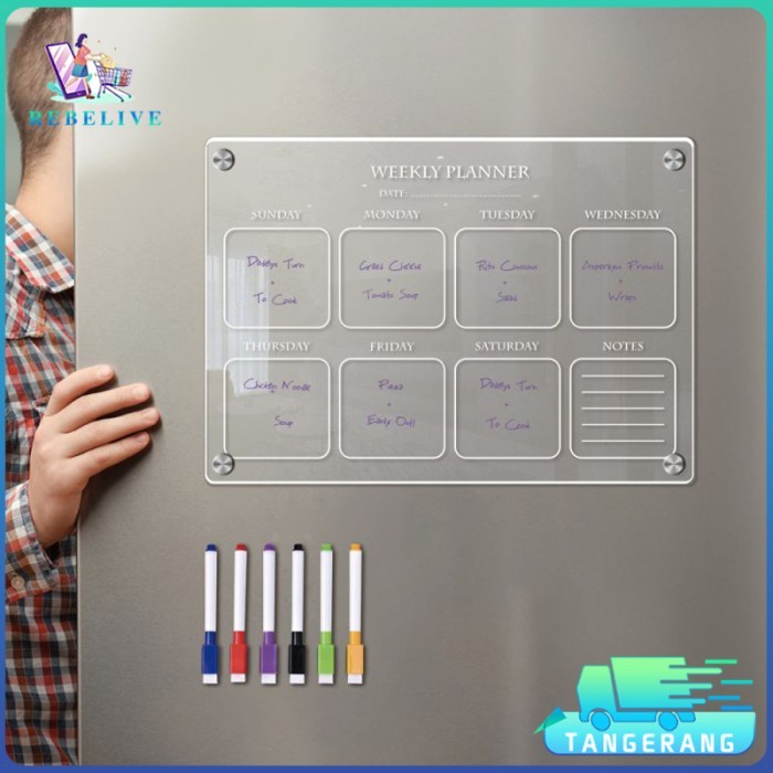 

Ready Weekly / Monthly Planner Magnet Kulkas Akrilik Dinding Planner cantik