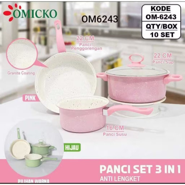 Omicko Panci Set 3in1 (Panci sup, penggorengan, susu)