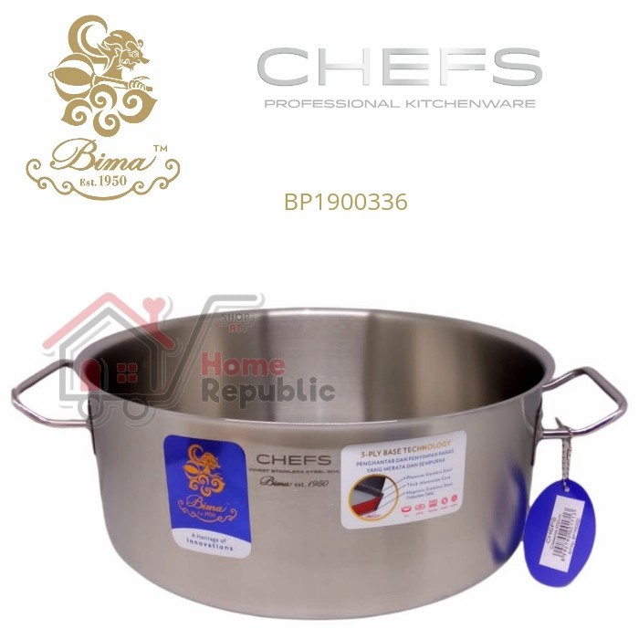 Bima Chefs Casserole 36cm 17,3 Liter 3ply Sus 304 Induction BP1900336
