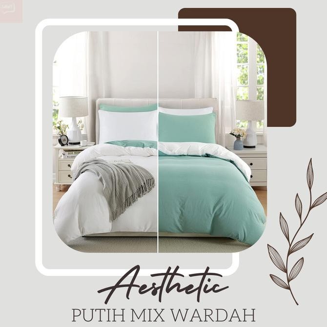 Tersedia Bedcover Set Two Tone Selimut Sprei Set Putih X Wardah Selimut 90X200