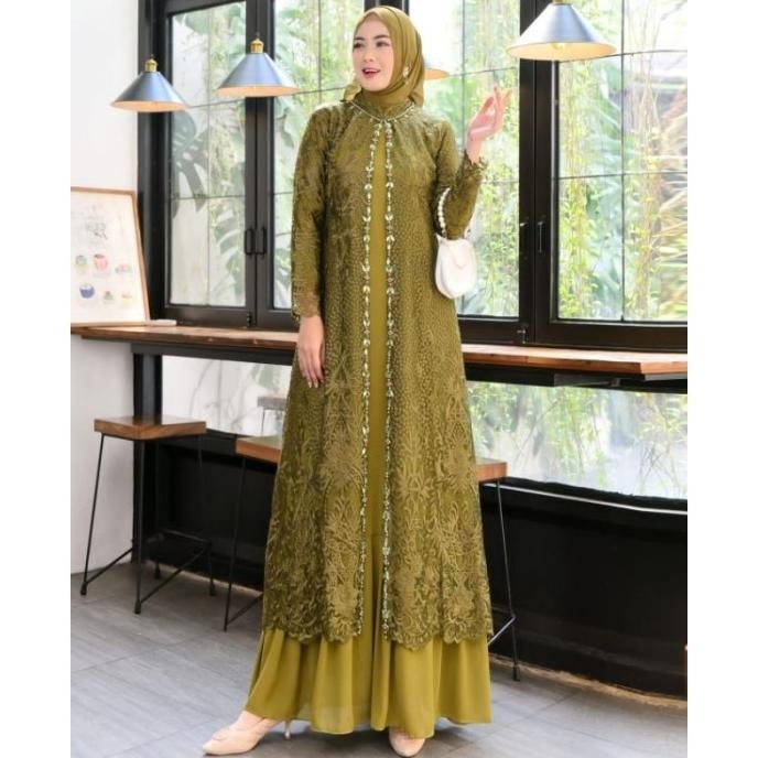 Pakaian Wanita Dress Gamis Jubah Payet TIle Busana Muslim Premium YS99