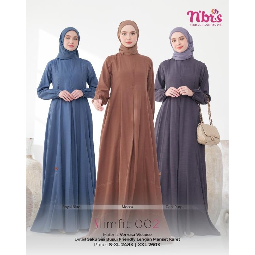 Nibras New Gamis  slimfit 002 Dress Polos busui Premium Murah Promo Busana Muslim Wanita YS99